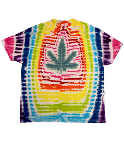 420 Leaf Rainbow Tie Dye Short Sleeve T-Shirt