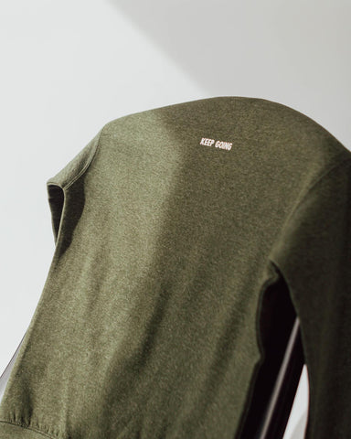 Army Green Heather “Keep Going” Premium Crew Neck Sweatshirt - The Tie Dye Company