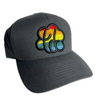 Rainbow Cloud 5-Panel Premium Curved Visor Snapback Hat (Grey) - The Tie Dye Company