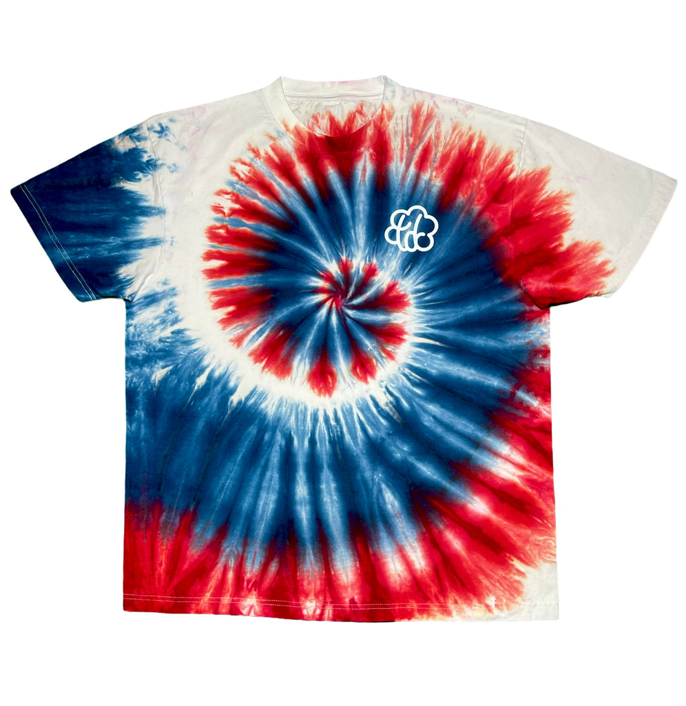 American Red White & Blue Spiral USA Tie Dye Short Sleeve T-Shirt